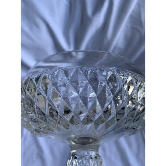 Indiana Glass Diamond Point Compote Vintage Pedestal Bowl Candy Dish - Picture 14 of 16